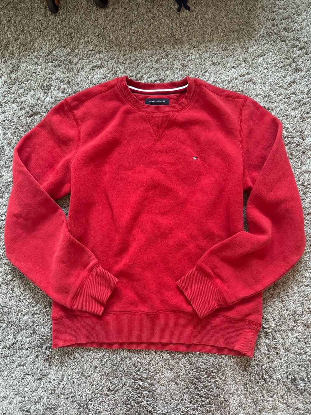 Tommy Hilfiger Red Crewneck Sweatshirt with Small Logo